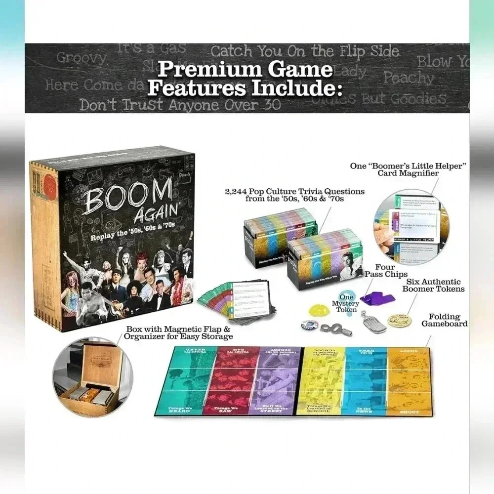 Board Game50s,60s,and'70s Pop Culture & Music Trivia Game Best Party Game! - Picture 4 of 8